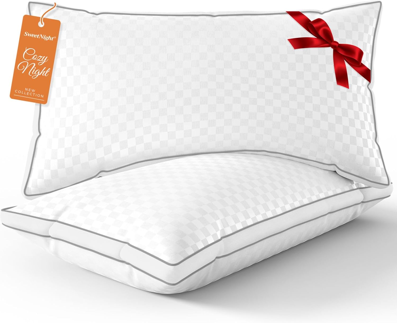 SweetNight Bed Pillows King Size Set of 2, Fluffy Luxury Hotel Collection Gusseted Large Pillows for Neck and Shoulder, Side Back Stomach…