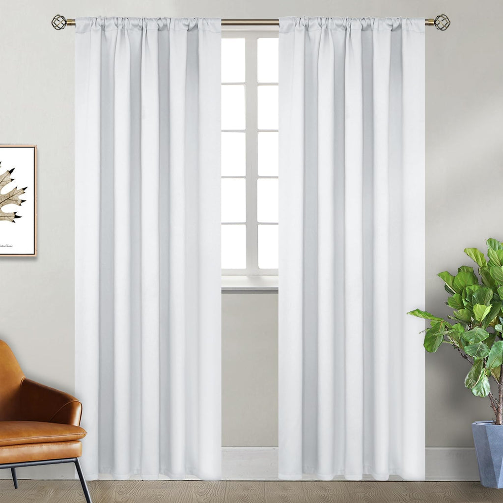 BGment White Curtains 84 inch Length - 42 x 84 inch Rod Pocket and Back Tab Thermal Insulated Room Darkening Curtains for Living Room, 2…