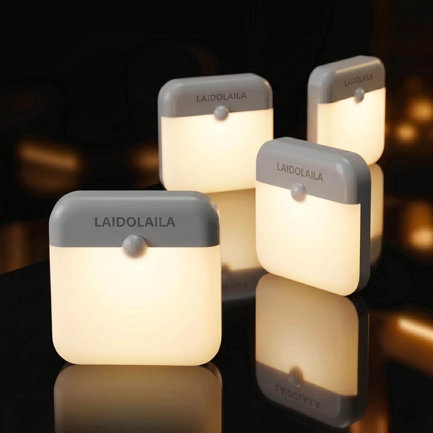 Laidolaila 4 Pcs Magetic Night Light Motion Sensor Cruise Ship Approved with USB Cable LED Rechargeable Battery for Indoor Use in Bathroom…