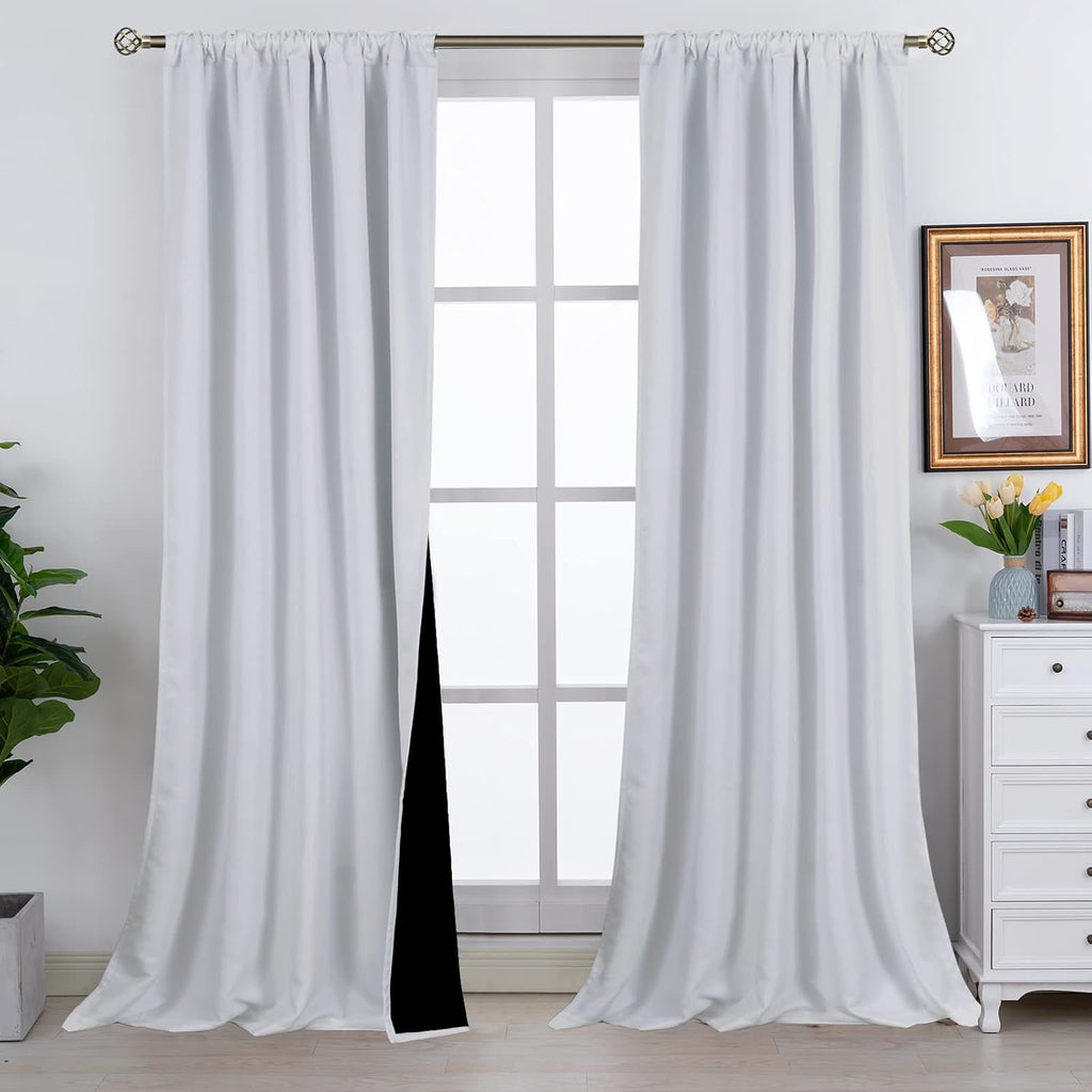 BGment Full Blackout Curtains with Thermal Insulation Liner Curtains 108 Inches Long, Rod Pocket and Back Tab Double Layer Room Darkening…