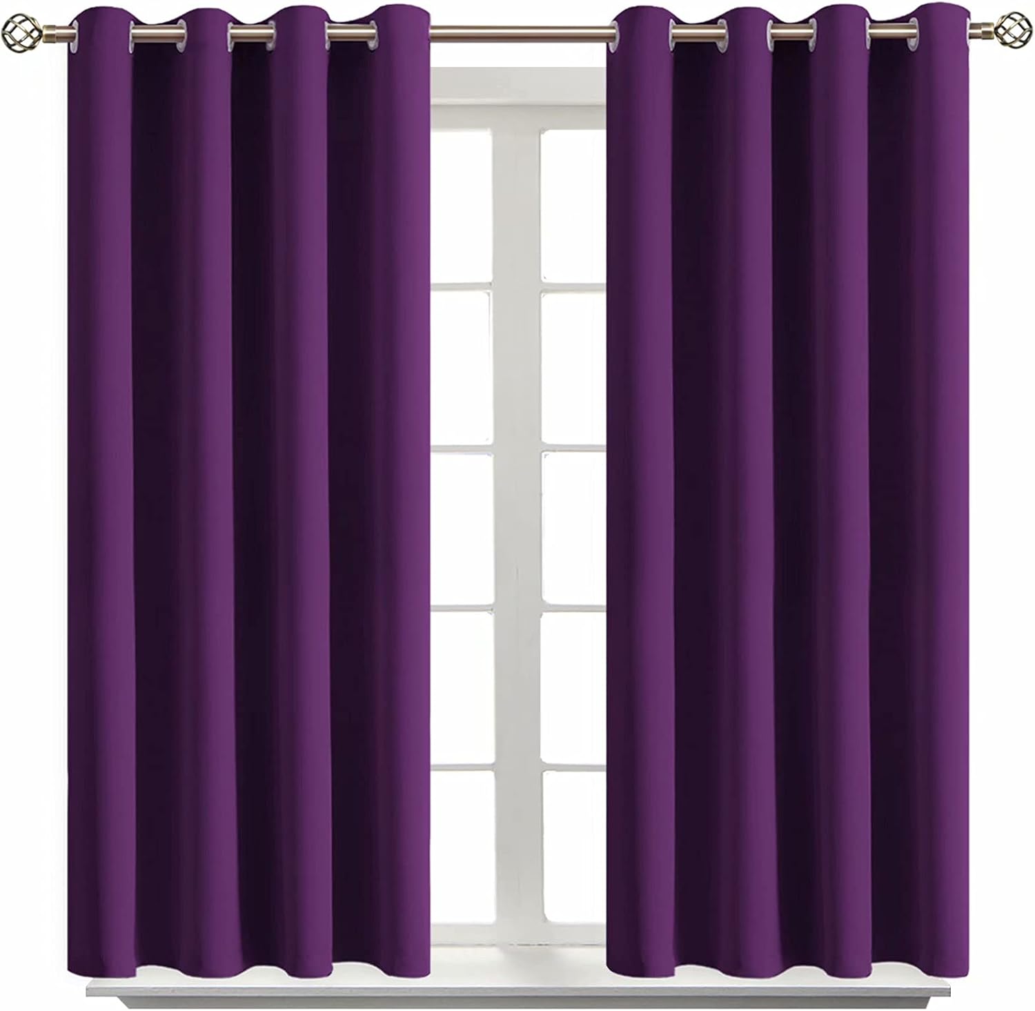 BGment Blackout Curtains - Grommet Thermal Insulated Room Darkening Bedroom and Living Room Curtain, Set of 2 Panels (52 x 45 Inch, Royal P…