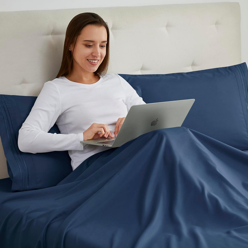 Nestl Navy Blue King Pillow Cases 2 – Soft King Size Pillow Case, 1800 Brushed Microfiber Pillowcases, Envelope Closure Pillowcase, King Pi…