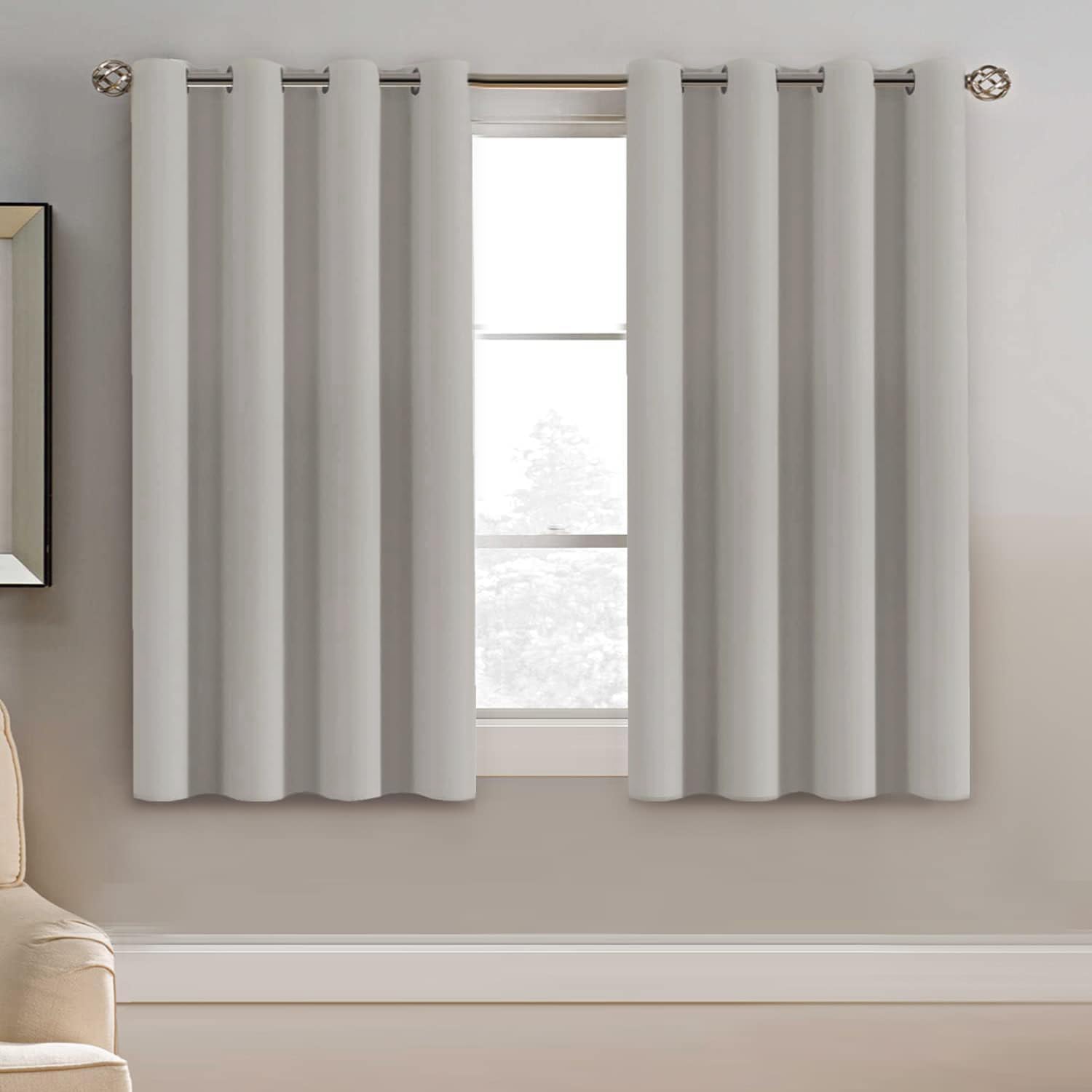 H.VERSAILTEX Blackout Curtain for Living Room Small Window Kitchen Blackout Curtains 45 inch Length Energy Saving Solid Grommet…
