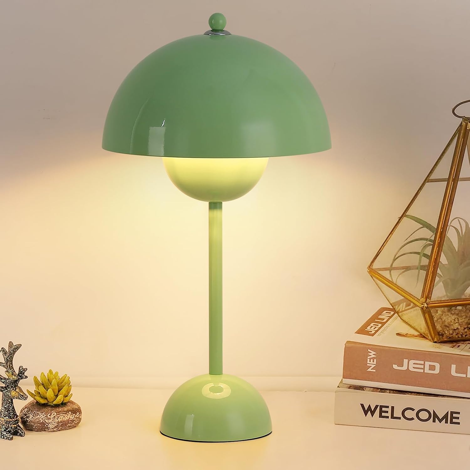 COSYLUX Modern Small Table Lamp for Bedroom, Cute Dome Shade Reflecting Light Reading Lamp for Living Room, Kid's Room, Study, Office…