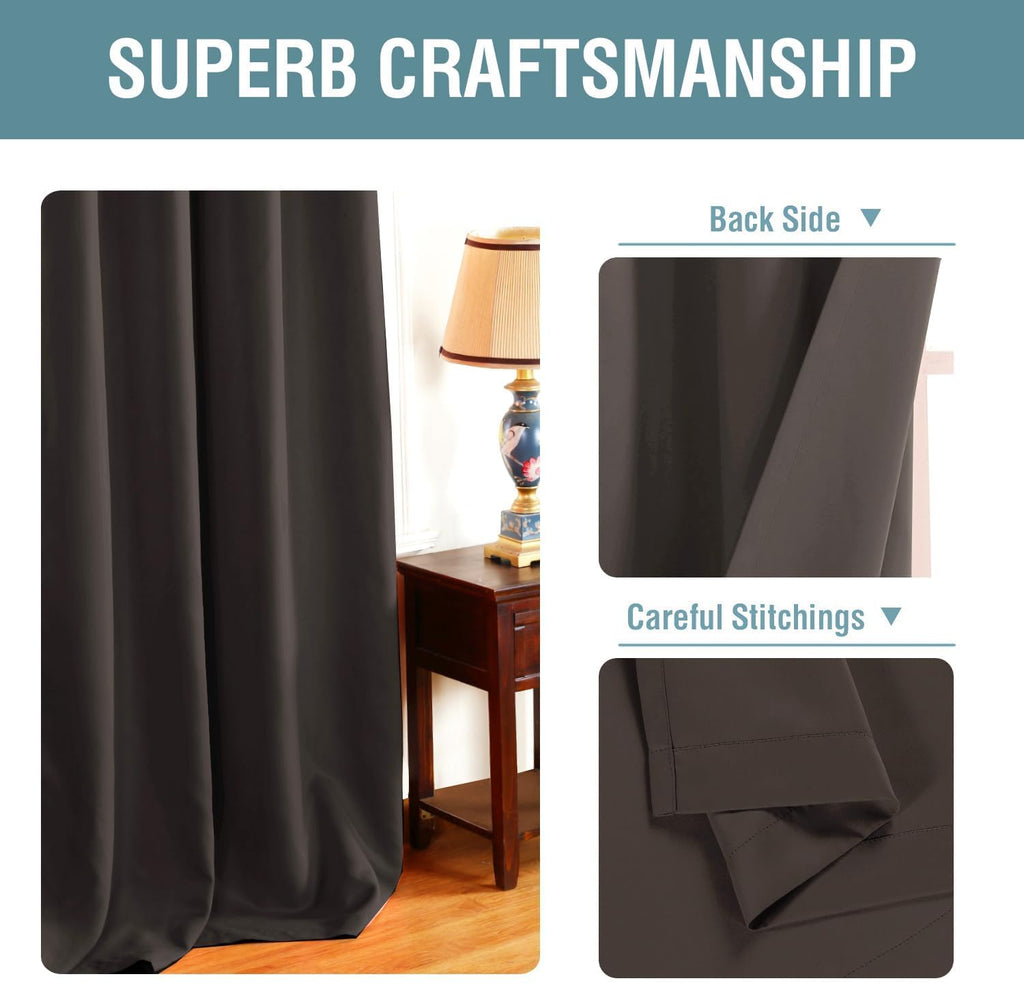 H.VERSAILTEX Brown Blackout Curtains for Living Room 90 Inches Length, Blackout Curtains for Bedroom Curtains & Drapes Thermal…