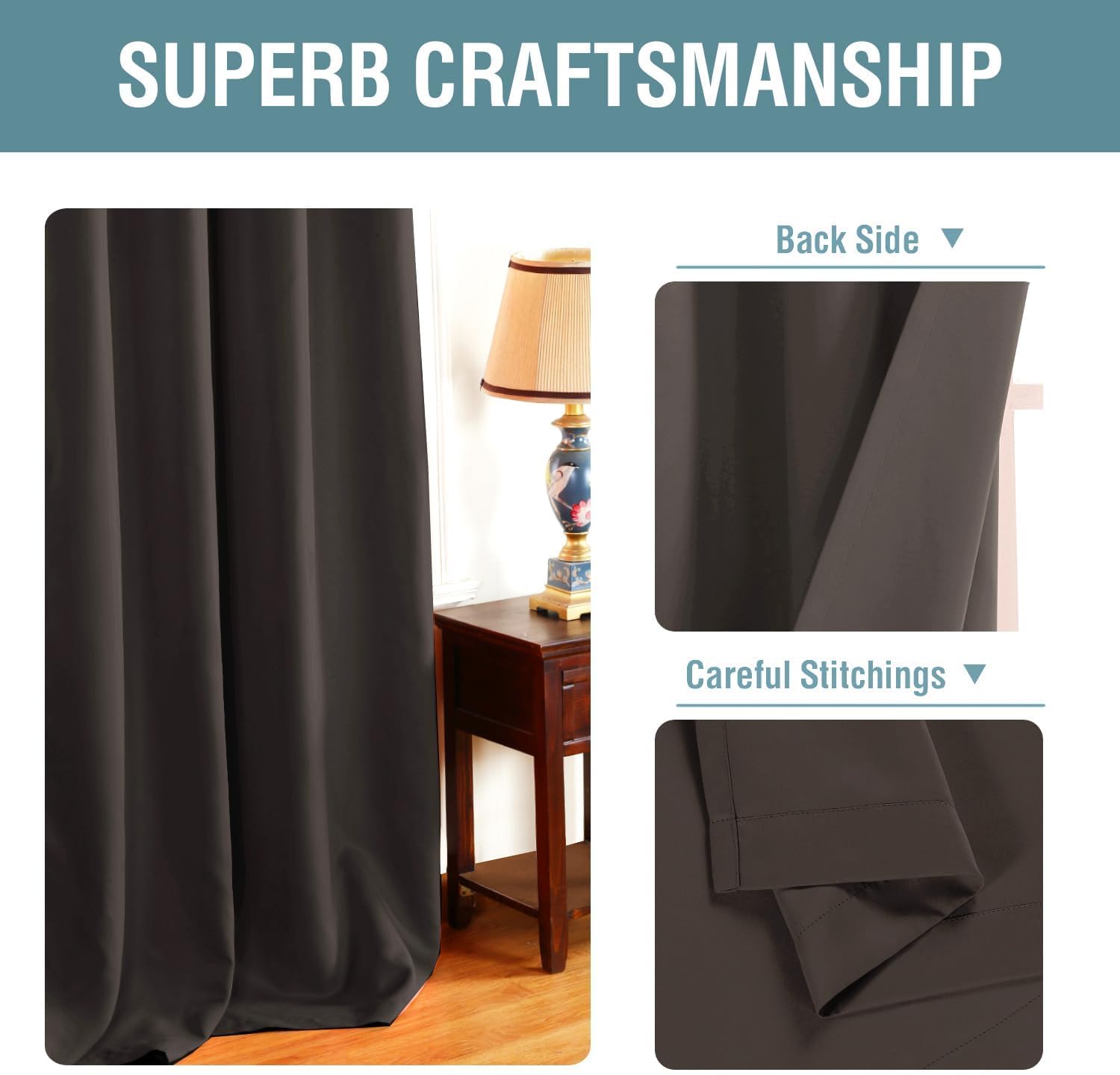 H.VERSAILTEX Brown Blackout Curtains for Living Room 90 Inches Length, Blackout Curtains for Bedroom Curtains & Drapes Thermal…