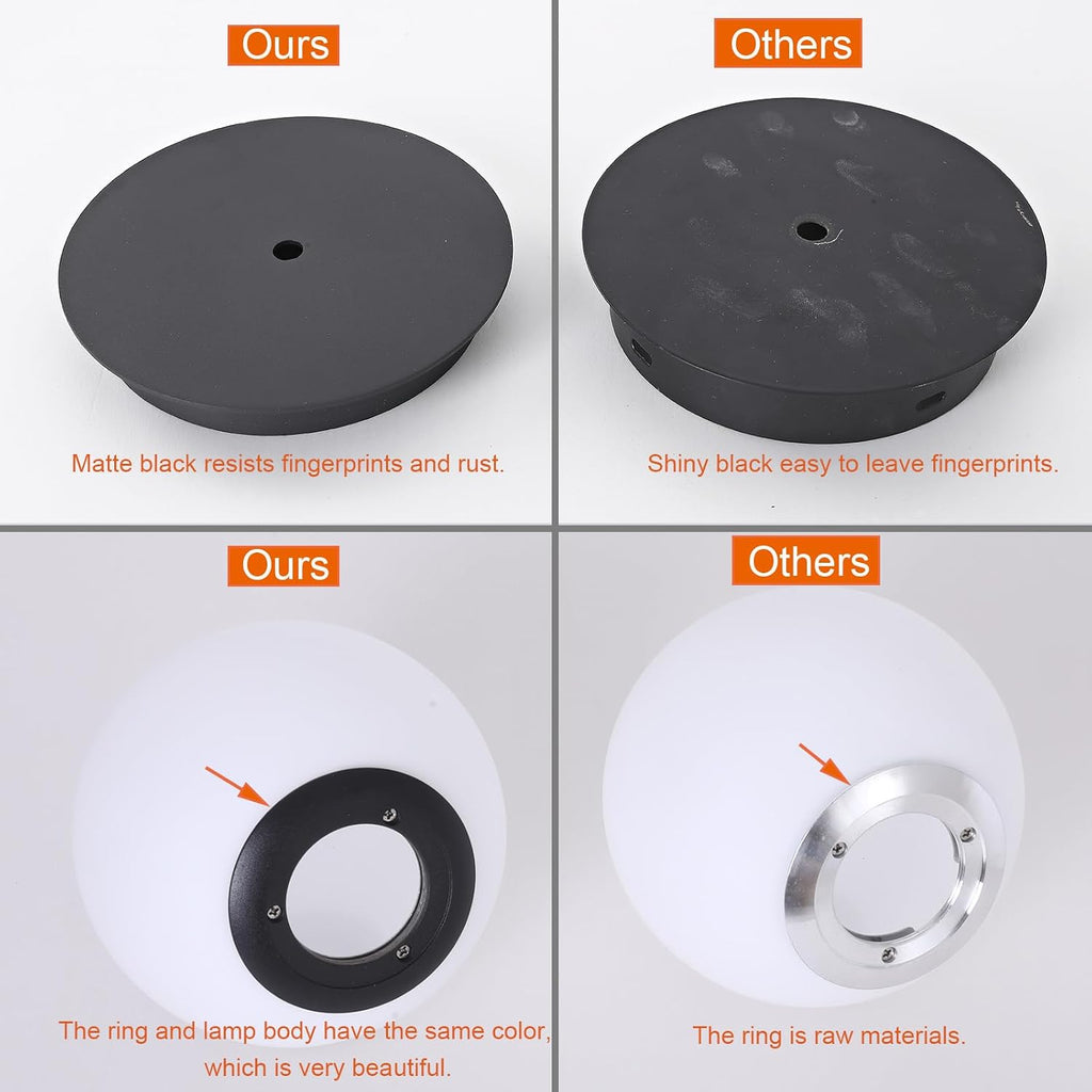 Touch Bedside Table Lamp, Matte Black Modern Small Nightstand Lamp for Bedroom Living Room Kids Room, Milky White Globe Glass Desk Lamp…