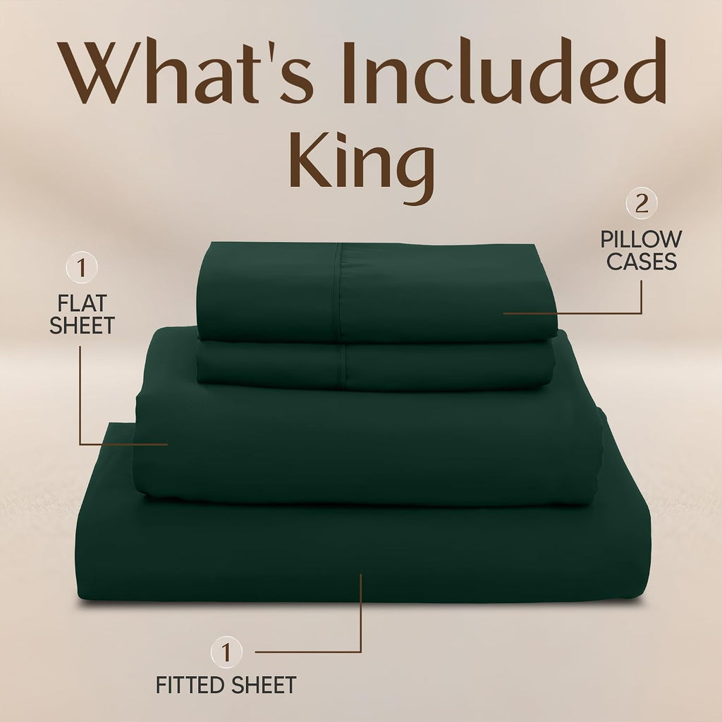 Utopiabedding Utopia Bedding King Size Sheet Set – 4 Piece Bed Sheets, Soft and Breathable Microfiber, Includes 1 Fitted Sheet, 1 Flat Shee…