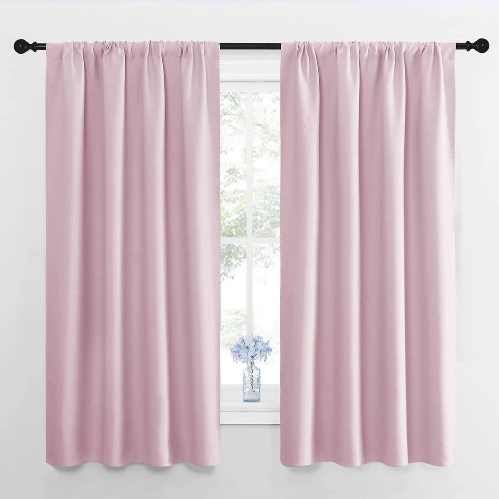 NICETOWN Room Darkening Curtains for Girls Room - Nursery Essential Thermal Insulated Solid Rod Pocket Top Drapes (Lavender Pink=Baby…
