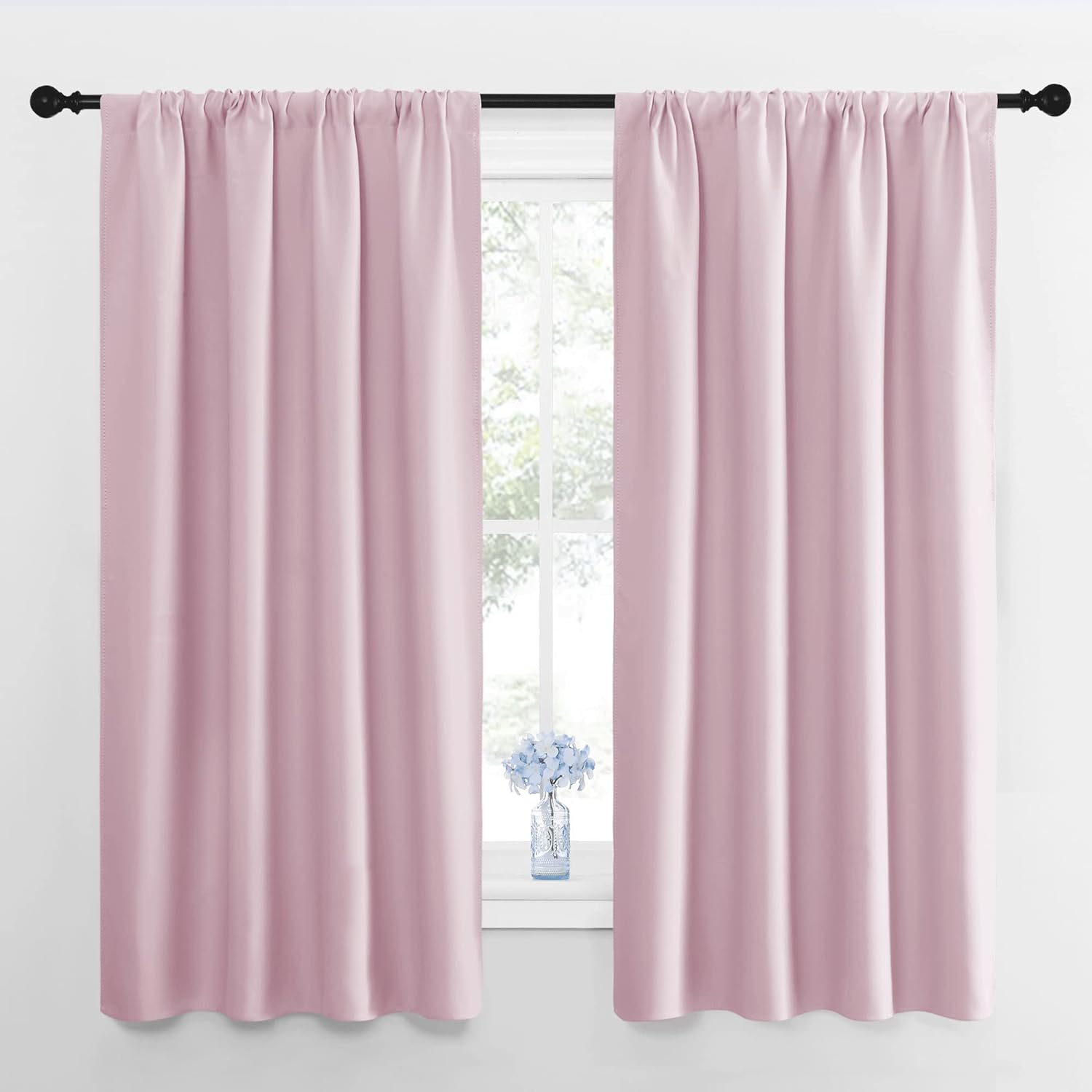 NICETOWN Room Darkening Curtains for Girls Room - Nursery Essential Thermal Insulated Solid Rod Pocket Top Drapes (Lavender Pink=Baby…