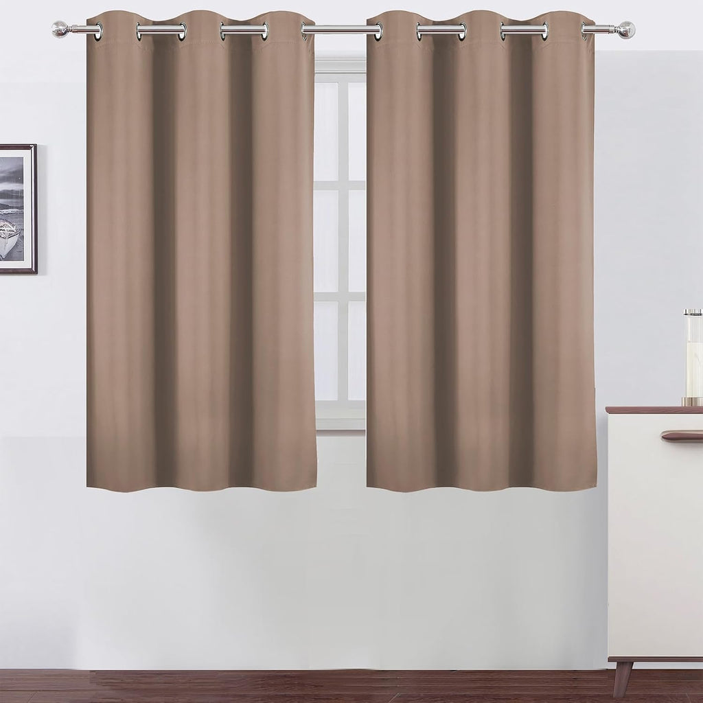 Lemomo Cappuccino Blackout Curtains 42 x 54 Inch Length Set of 2 Panels Grommet Bedroom Curtains for Living Room 54 Inch silver