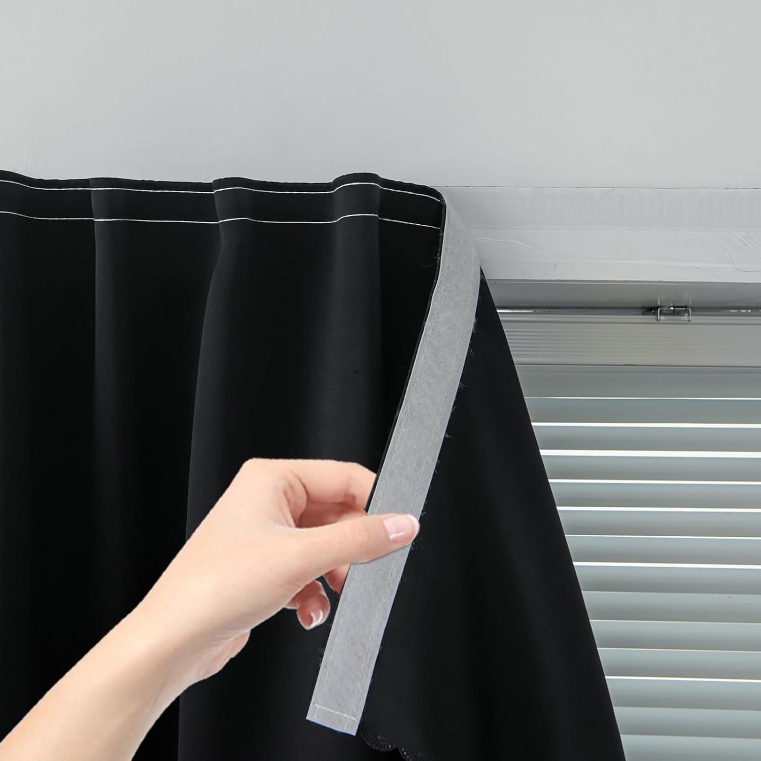 Adhesive Blackout Curtains- Self Stick Curtain No Rod Needed Easy to Hang Curtain, Use for Bedroom, Living Room, Dining Room, Kitchen…