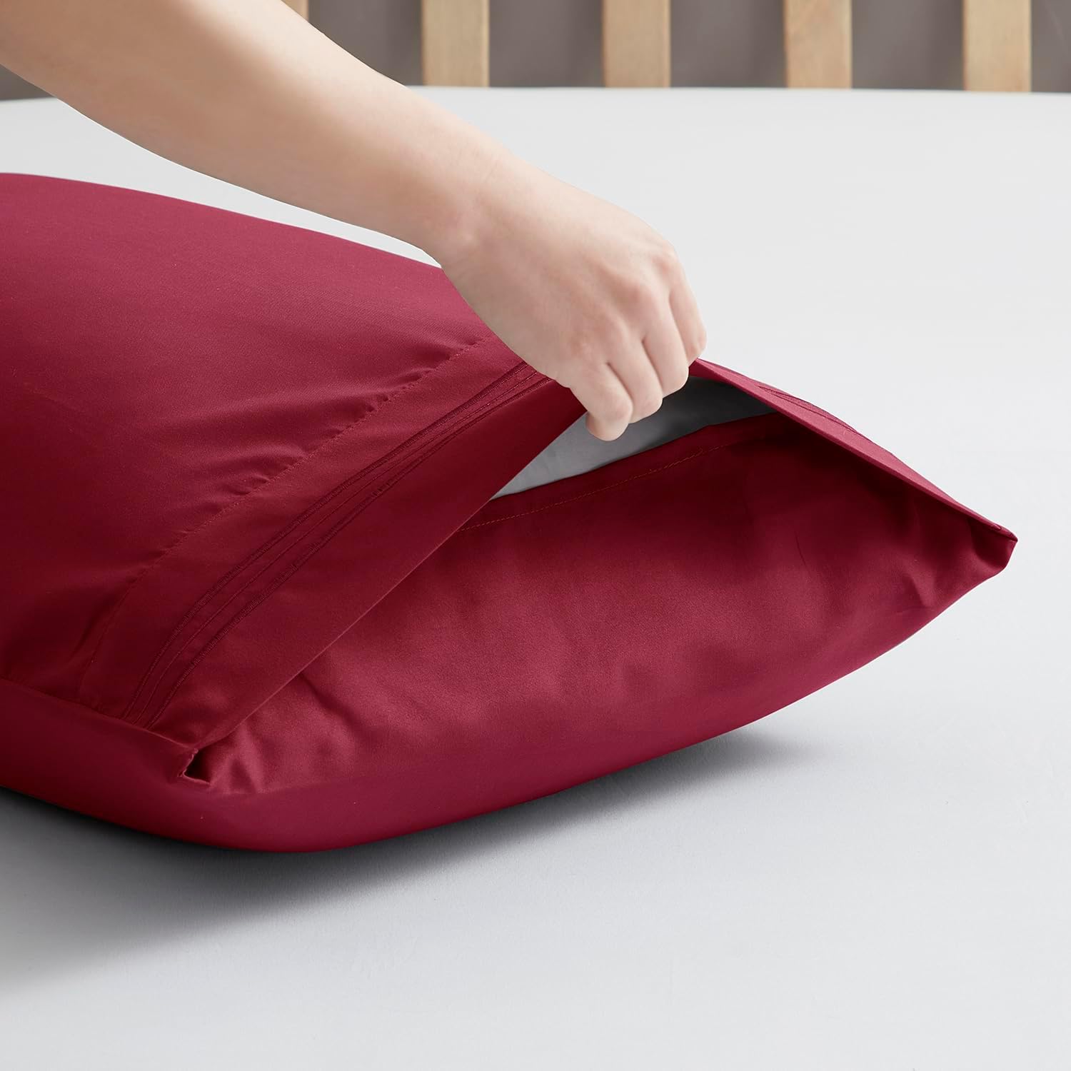 Nestl Burgundy King Pillow Cases 2 – Soft King Size Pillow Case, 1800 Brushed Microfiber Pillowcases, Envelope Closure Pillowcase, King Pil…