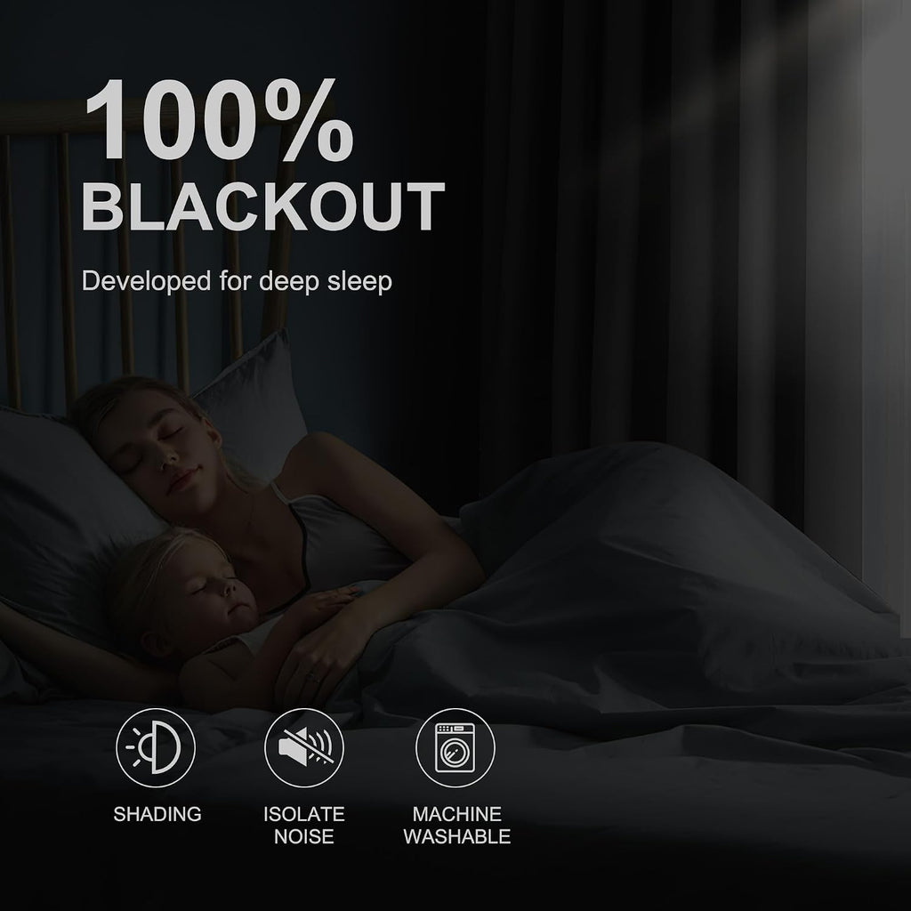 NICETOWN 100% Blackout Curtains for Bedroom 84 inch Long Thermal Insulated Blackout Curtains for Living Room, Energy Saving Grommet…