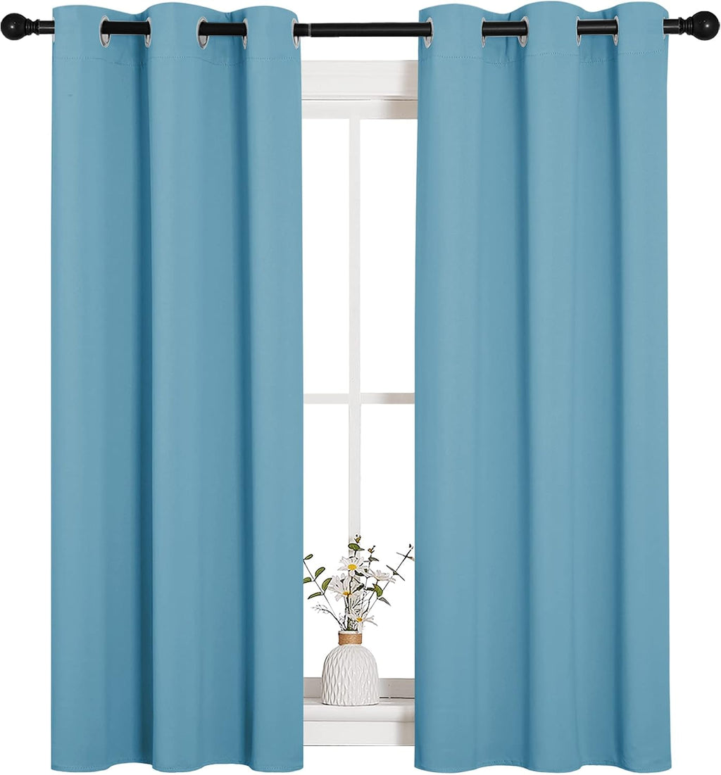 NICETOWN Blackout Draperies Curtains for Kids Room, Window Treatment Thermal Insulated Grommet Blackout Drape Panels for Bedroom (Teal…