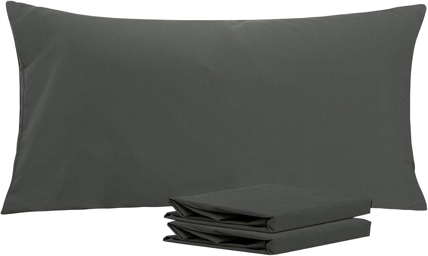 Ntbay King Pillowcase Set - 2 Pack Brushed Microfiber 20x40 Pillowcases - Soft, Wrinkle-Free, Fade-Resistant, Stain-Resistant, Dark Grey Pi…