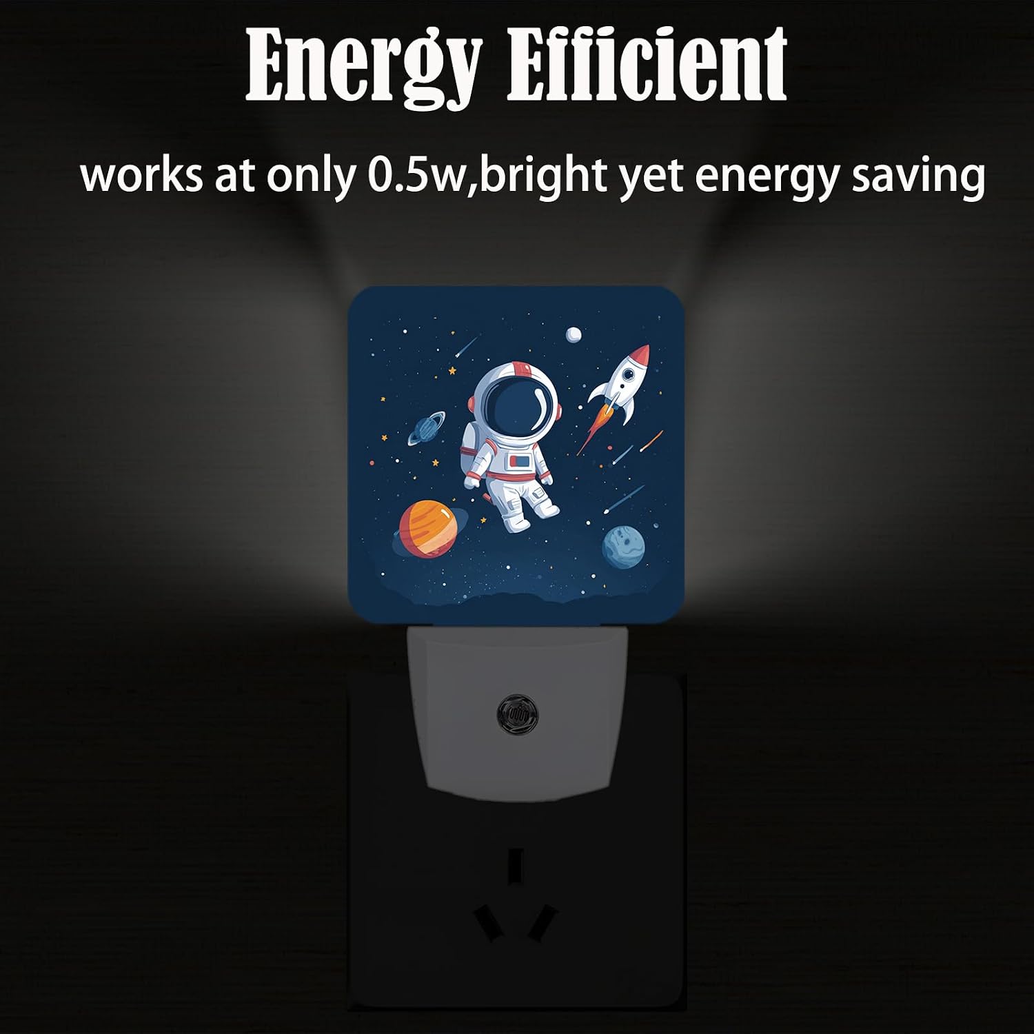 Universe Astronaut Rocket Galaxy Night Light, Plug Into Wall Decor for Stairway, Hallway, Kitchen, Dusk to Dawn Sensor Nightlights for…