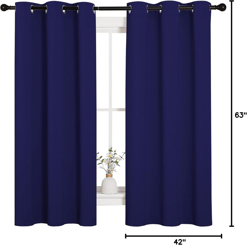 NICETOWN All Season Thermal Insulated Solid Grommet Top Blackout Curtains/Drapes/Panels for Kid's Room (Royal Blue, 2 Panels, 42 x 63 Inch)