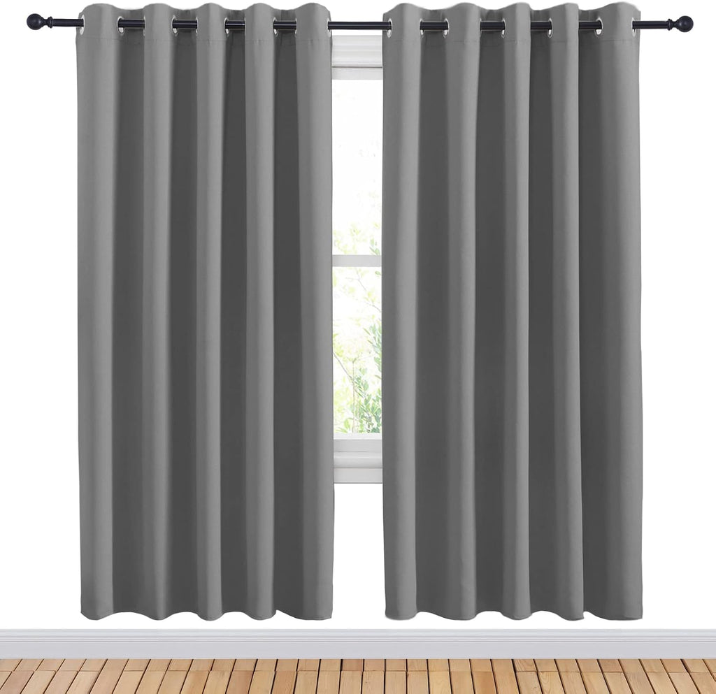 NICETOWN Bedroom Curtains Blackout Drapery Panels, Three Pass Microfiber Thermal Insulated Solid Ring Top Blackout Window Curtains/Drapes…