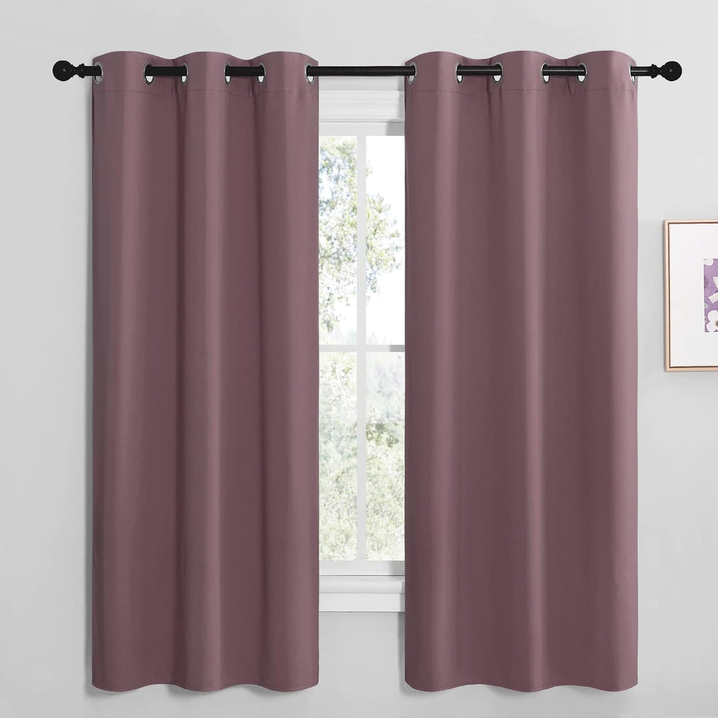NICETOWN Dry Rose Room Darkening Curtains for Kitchen, Set of 2, 42 inches Wide by 68 inches Long, Window Treatment Thermal Insulated…