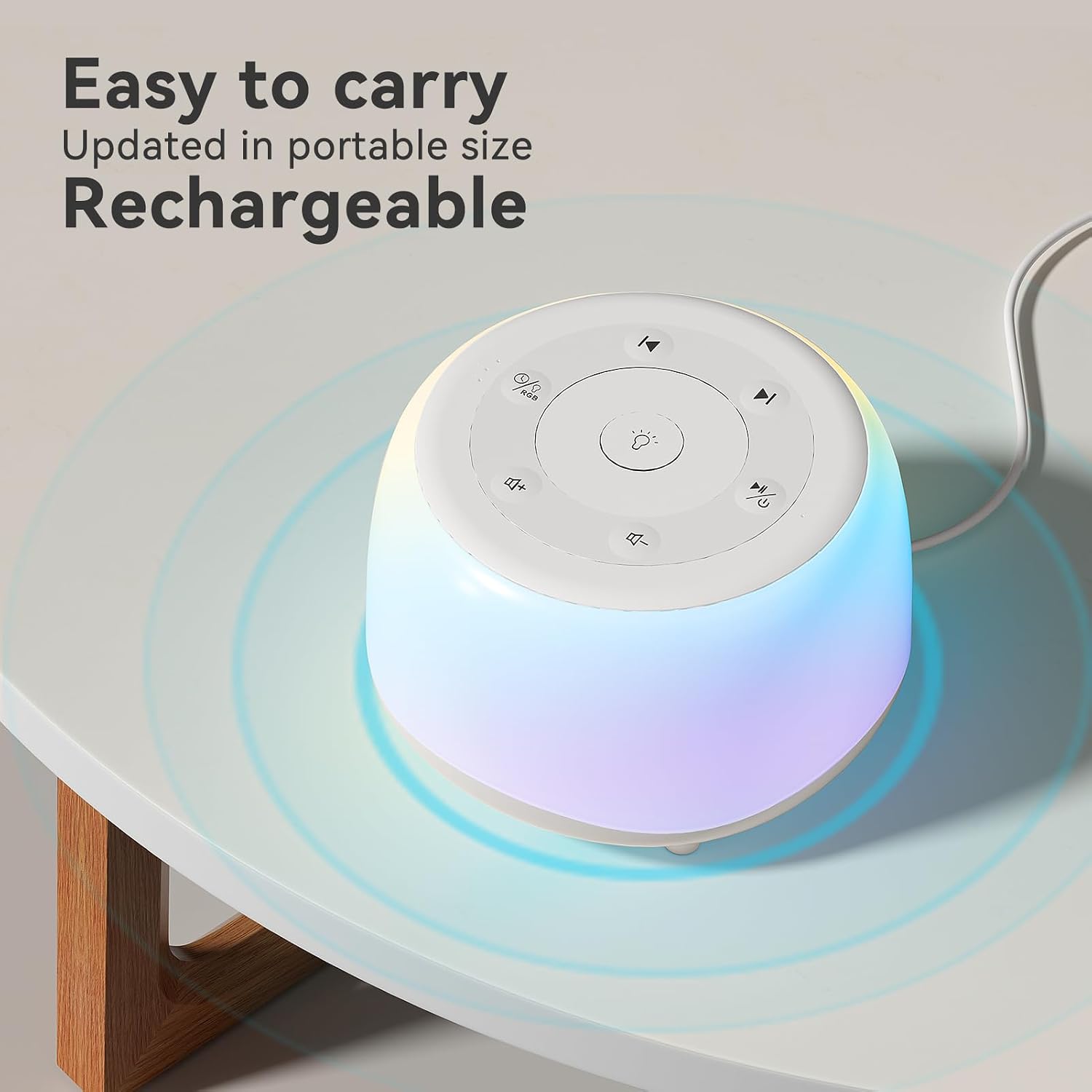 Heyaxa White Noise Sound Machine with 7 Colors Night Light 34 Soothing Sounds, Portable Sound Machine for Baby Adults Kids Sleep with 30 Vo…