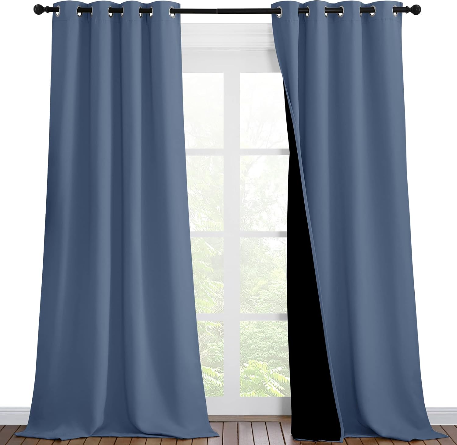 Nicetown Insulated 100% Blackout Curtains, Noise Reducing Performance Drapes with Black Lining, Full Light Blocking Draperies for Overnight…