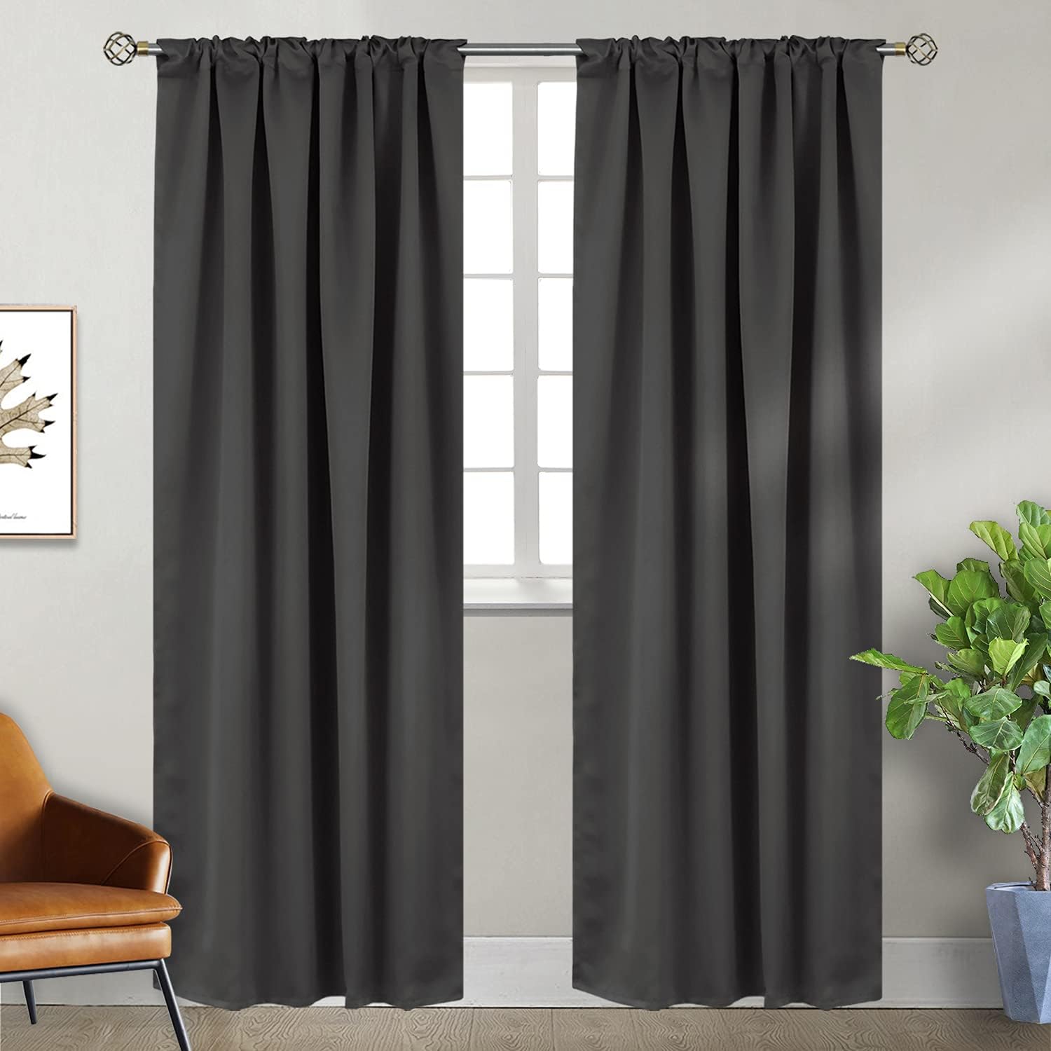 BGment Grey Curtains for Living Room 84 inch Length 2 Panels - Thermal Insulated Curtains for Bedroom Rod Pocket and Back Tab Room Darkenin…
