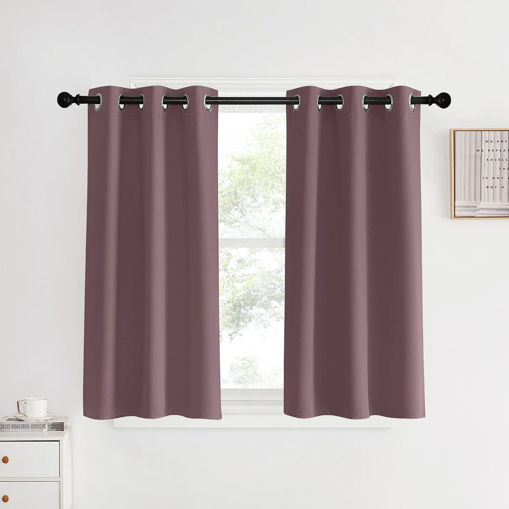 NICETOWN Room Darkening Short Curtain Panels for Cafe, Dry Rose, 2 Panels, W34 x L40 -inch, Thermal Insulated Grommet Room Darkening…
