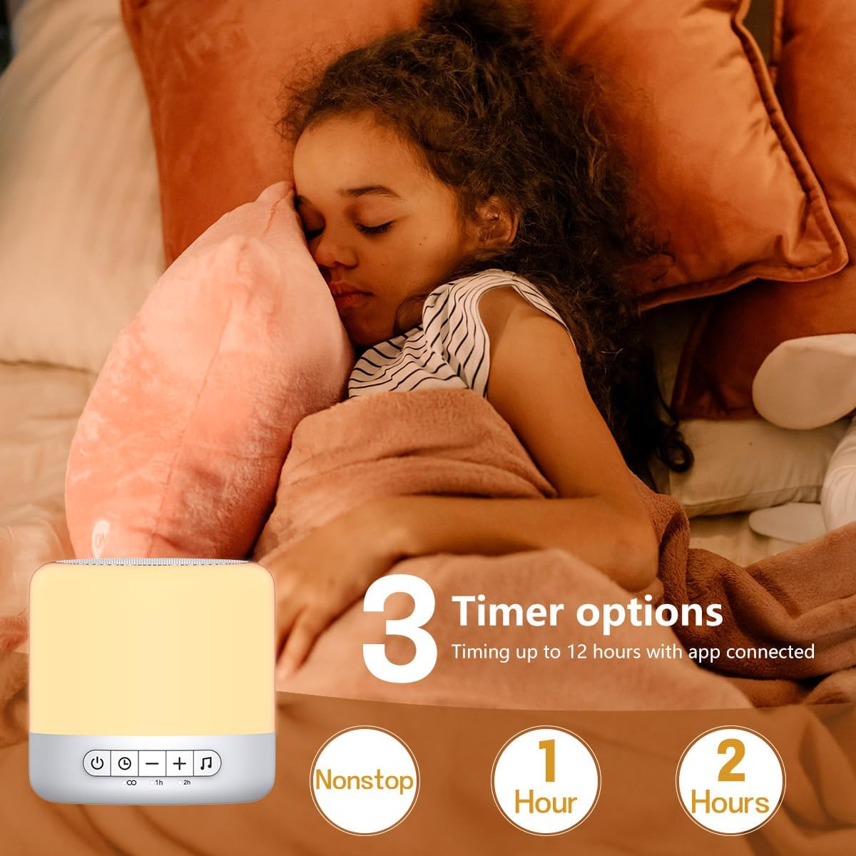 Easysleep Optical Lamps Sound Machine Baby White Noise Machine for Sleeping with 30 Soothing Sounds 12 Night Light, Timers, App Remote…