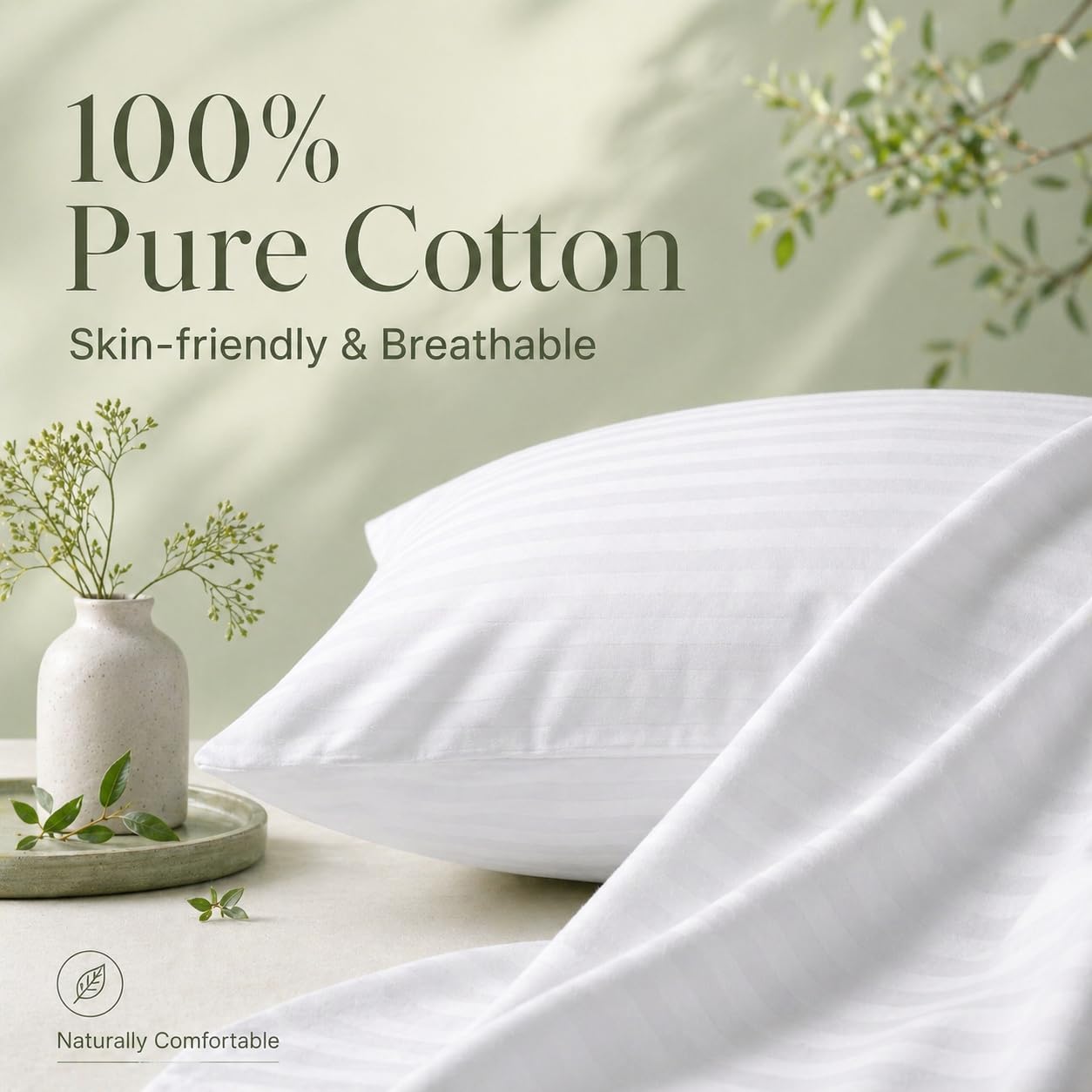 Beednova 100% Cotton 600TC 4PC Pillow Protectors with Zipper Queen Size Hypoallergenic Breathable Hotel Collection Pillow Covers Ult…