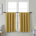 Simplebrand Ava Bright Gold Short 36 Inches Blackout Curtain 2 Panels Set, Half Window Rod Pocket Privacy Curtain Tiers for Kitchen, Curtai…