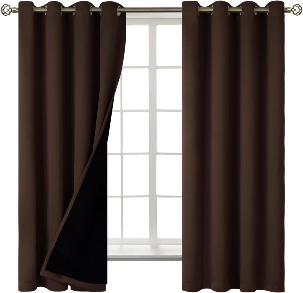 BGment Thermal Insulated 100% Blackout Curtains for Bedroom with Black Liner, Double Layer Full Room Darkening Noise Reducing Grommet Curta…