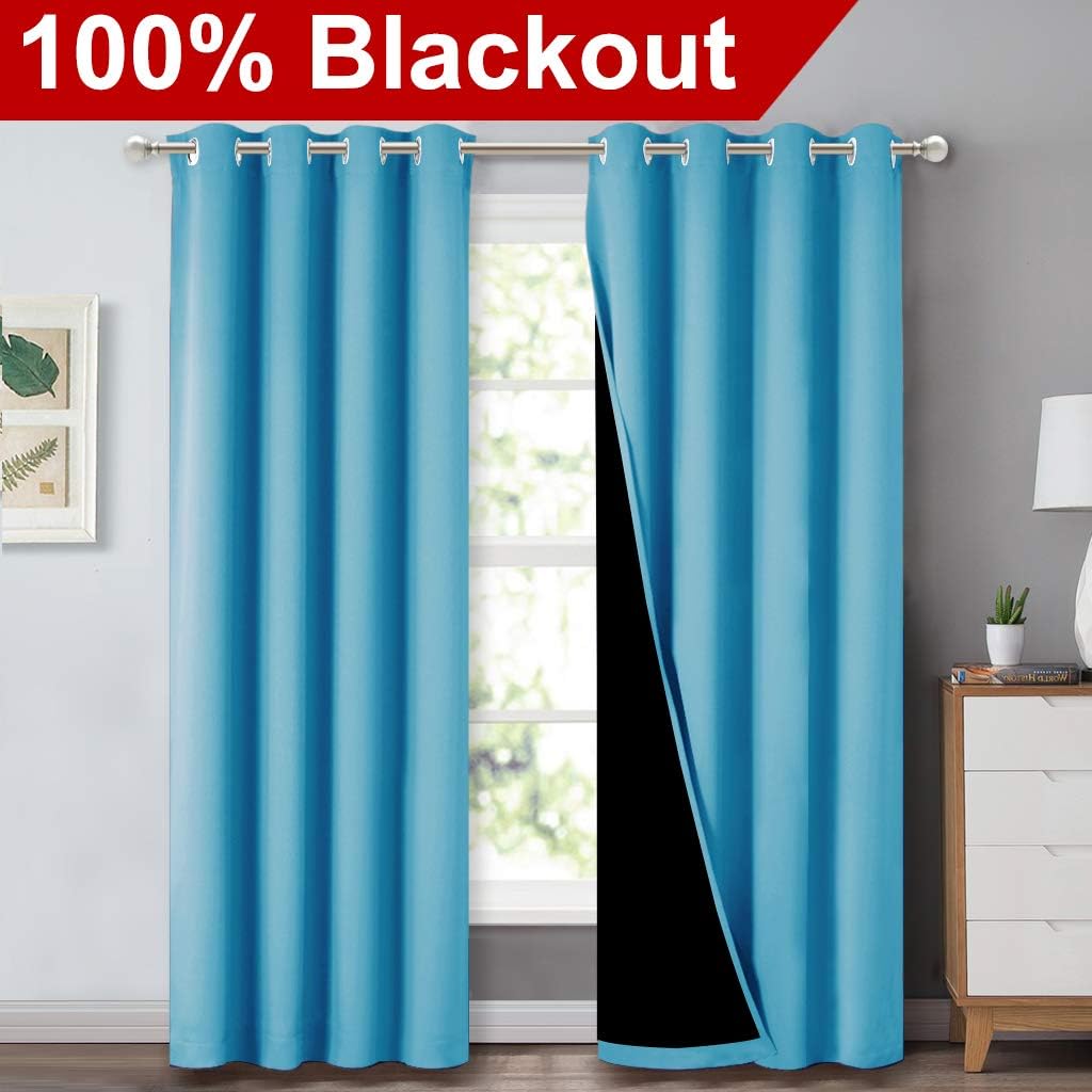 Nicetown 100% Blackout Curtains 84 inches Long, Pair of Energy Smart & Noise Blocking Out Drapes for Baby Room Window, Thermal Insulated Gu…
