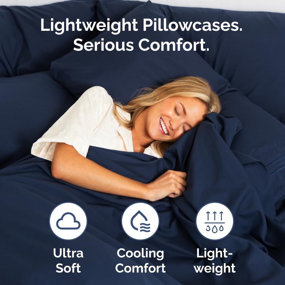 Standard Pillow Cases Set of 4 - Ultra Soft Hotel Quality Pillowcase Covers - Comfy Bedding for Women, Men, Kids & Teens - Machine…