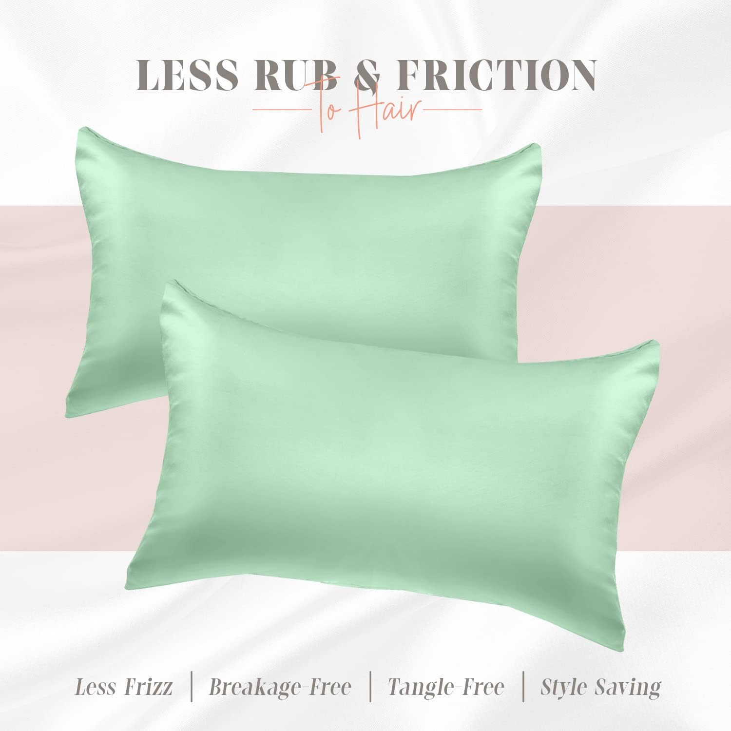 Elegantcomfort Elegant Comfort Silky and Luxurious 2-Piece Satin Pillowcase Set for Healthier Skin and Hair, Hidden Zipper Closure and Beau…