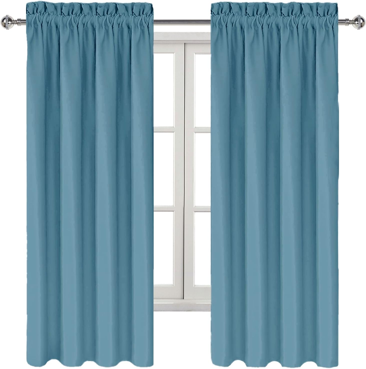 DWCN Blackout Curtains for Living Room Thermal Insulated, Energy Saving & Noise Reducing Bedroom Curtains, Stone Blue, W 42x L 72 Inch…