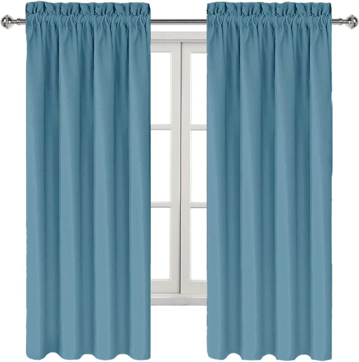 DWCN Blackout Curtains for Living Room Thermal Insulated, Energy Saving & Noise Reducing Bedroom Curtains, Stone Blue, W 42x L 63 Inch…
