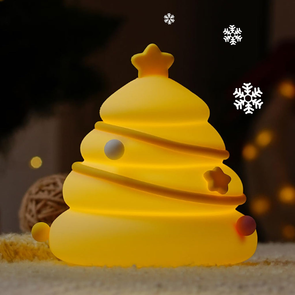 Xmas Tree Night Light, Cute LED Lamp, Silicone Dimmable Nursery Nightlight for Kids, Rechargeable Bedside Touch Lamp, Funny Office Desk…