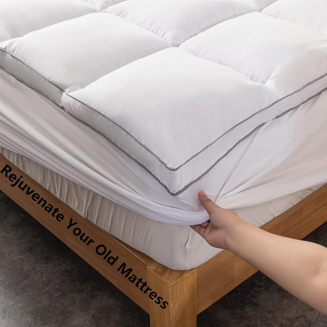 DROVAN Mattress Pad Twin XL Size - Extra Thick Mattress Topper Cover - Pillow Top Deep Pocket with Breathable 7D Spiral Fiber Filling…