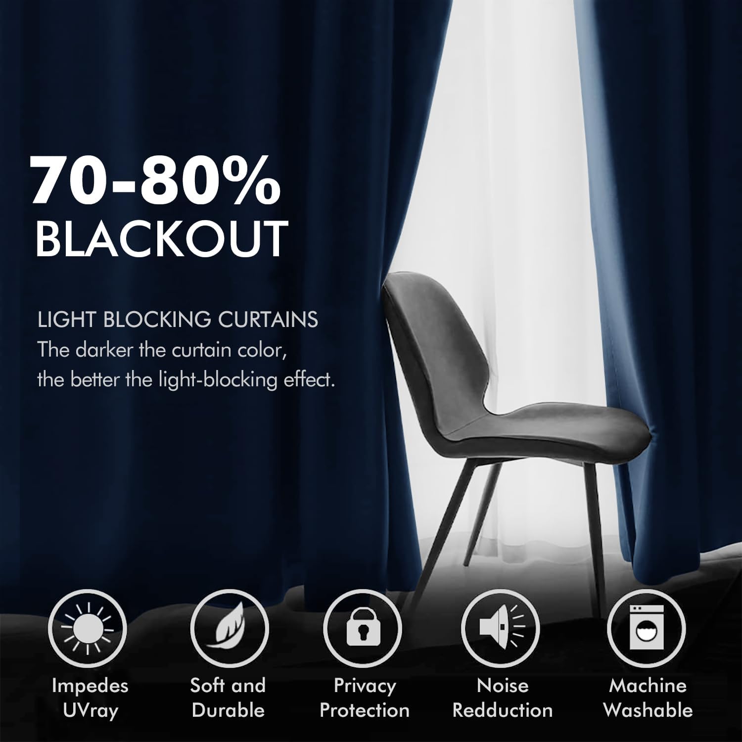 MIULEE 2 Panels Blackout Velvet Curtains Solid Soft Grommet Royal Blue Curtains Thermal Insulated Soundproof Room Darkening…