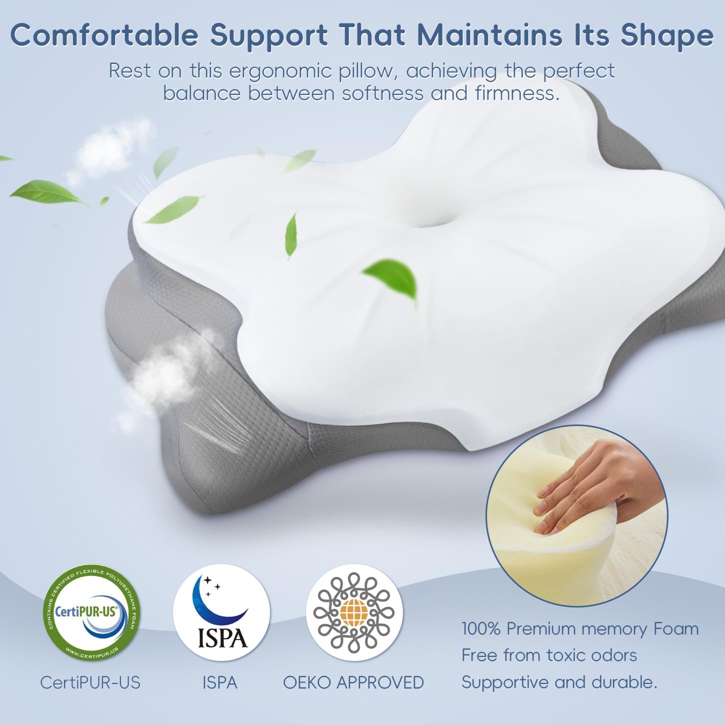 FyovaHome Cervical Neck Pillow, Ergonomic Memory Foam Pillows for Neck with Breathable Pillowcase, Adjustable Contour Neck Support Pillow f…