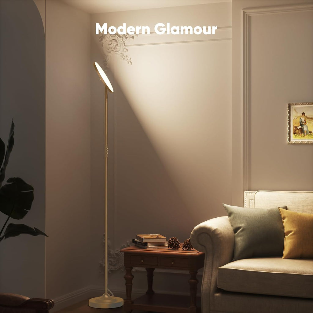 SIBRILLE 36W LED Floor Lamp, Super Bright Standing Lamp, Modern Stepless Dimmable Torchiere Tall Lamp with Remote Control, 350°Rotating…