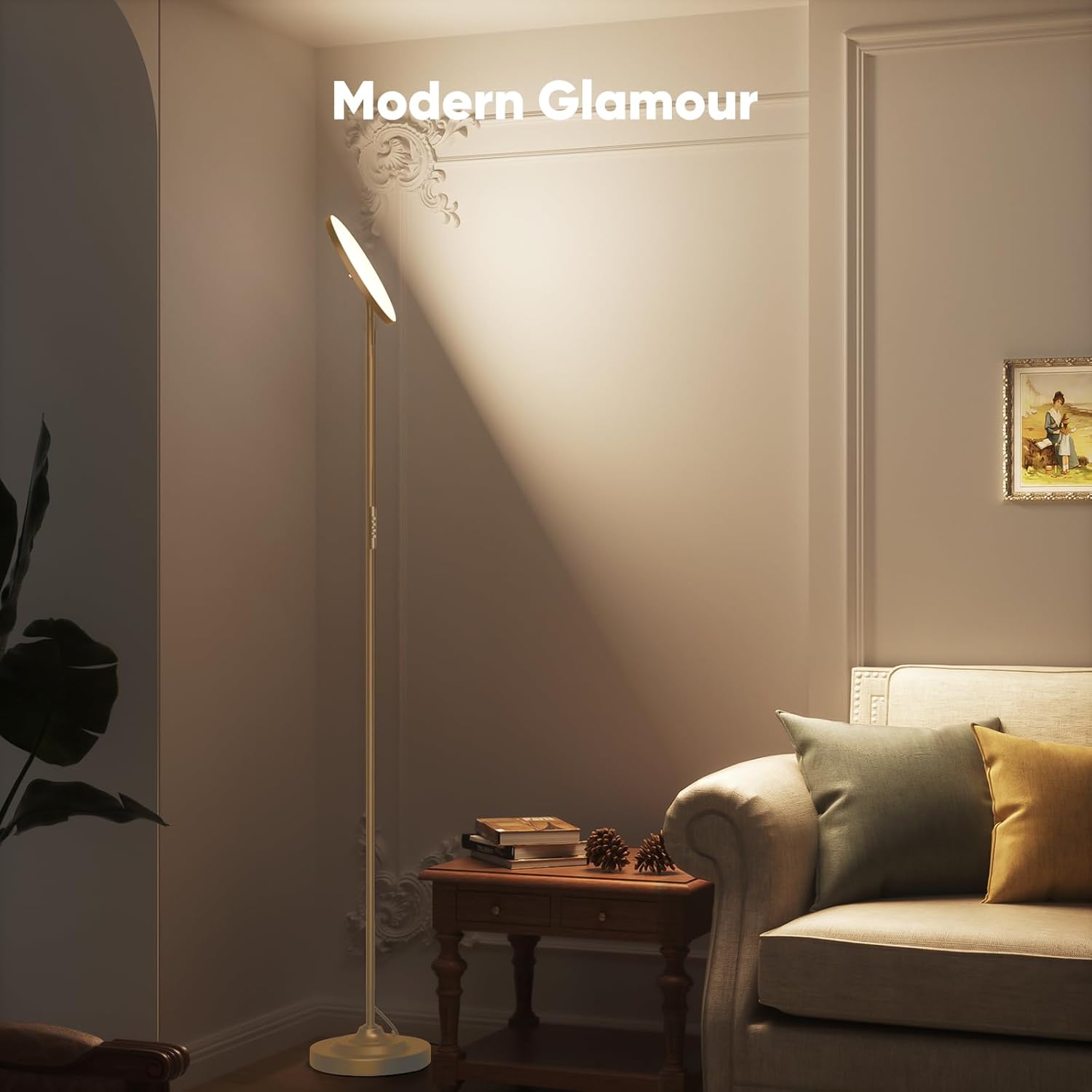 SIBRILLE 36W LED Floor Lamp, Super Bright Standing Lamp, Modern Stepless Dimmable Torchiere Tall Lamp with Remote Control, 350°Rotating…