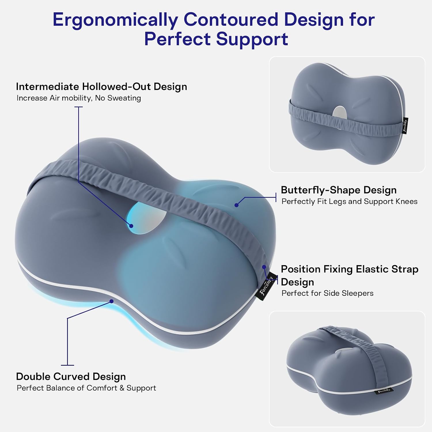 Knee Pillow for Side Sleepers - Leg Pillow for Side Sleeping, Memory Foam Knee Pillows for Back Hip Pain, Spine Aligning, Sciatica…