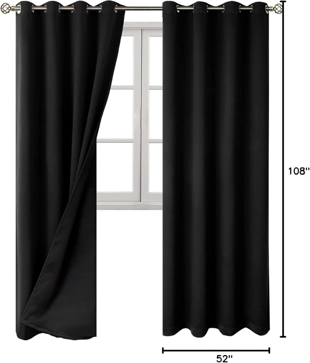 BGment 100% Blackout Curtains 108 Inch Long 2 Panles Set, Thermal Insulated Total Light Locking Soundproof Grommet Curtains & Drapes for Li…