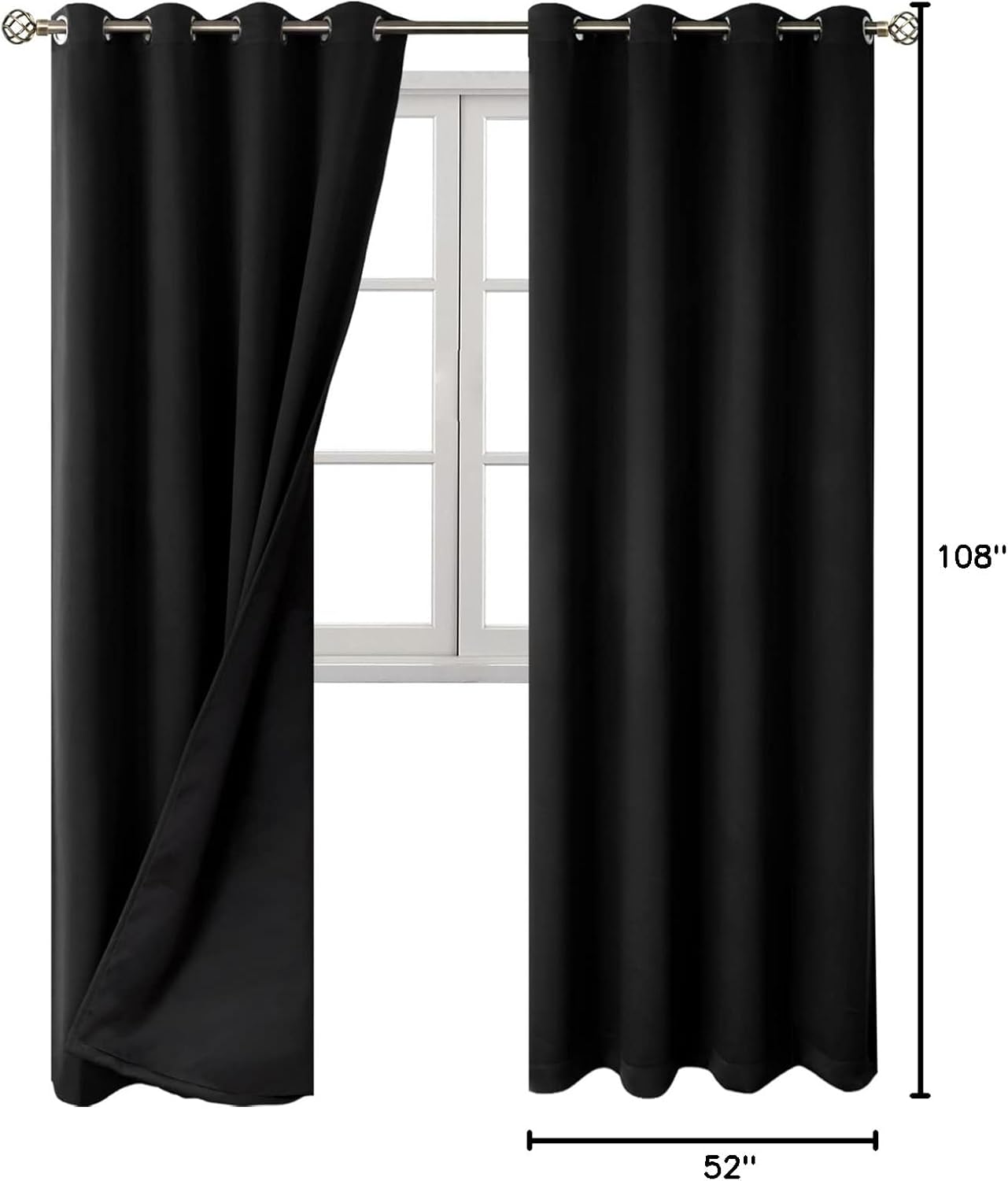 BGment 100% Blackout Curtains 108 Inch Long 2 Panles Set, Thermal Insulated Total Light Locking Soundproof Grommet Curtains & Drapes for Li…