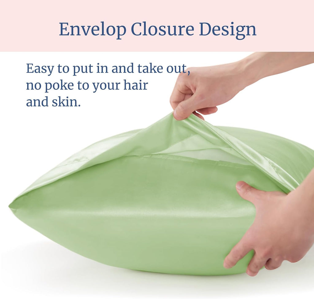 Bedelite Satin Pillowcase for Hair and Skin, Super Soft and Cooling Similar to Silk Pillow Cases 2 Pack with Envelope Closure, Gift for Wom…