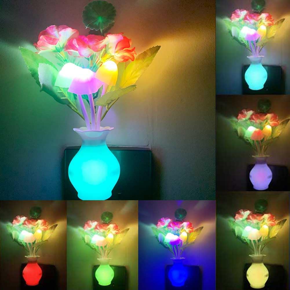 4 Pieces LED Night Light Plug in with Dusk to Dawn Sensor 7 Color Change, Wall Lamps Plug in NightLight for Kids Adults, Bedroom…
