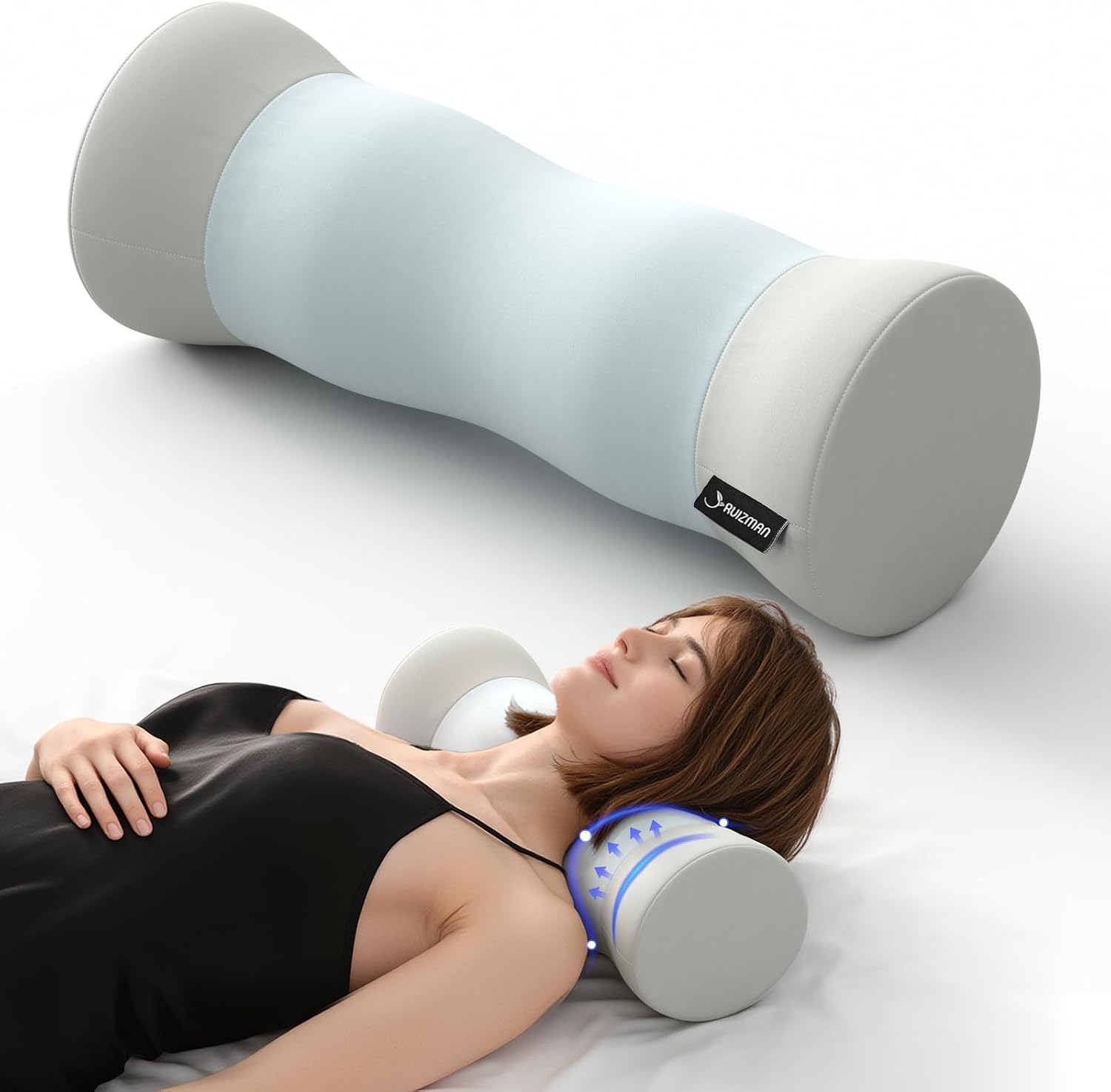 Neck Roll Pillow - Memory Foam Round Neck Pillow - Ergonomic Cervical Roll Pillow, Breathable & Removable Cover - Multi-Use Bolster…