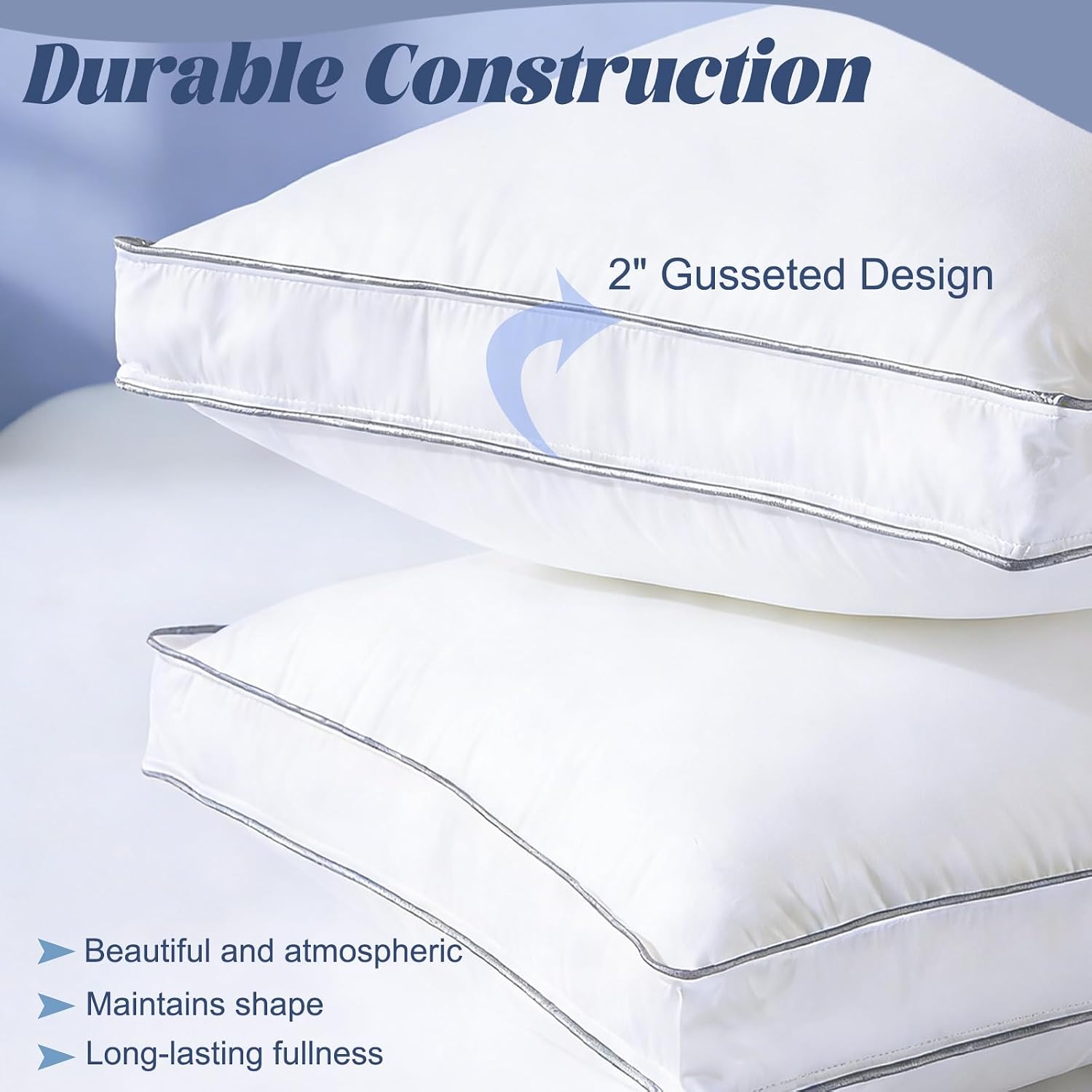 Luxury Goose Feather Down Pillow King Size Set of 2, Premium 3-Chamber Bed Pillows for Deep Sleep,900+ Fill Power,400 Count Cotton…